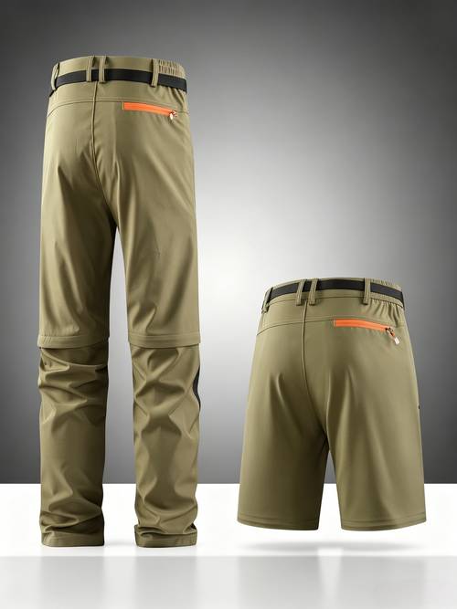 pantalon 2-en-1 convertible à jambes amovibles par fermeture éclair, pour randonnée, camping et , avec ceinture à taille réglable, poches de sécurité à fermeture éclair, tissu , se en short