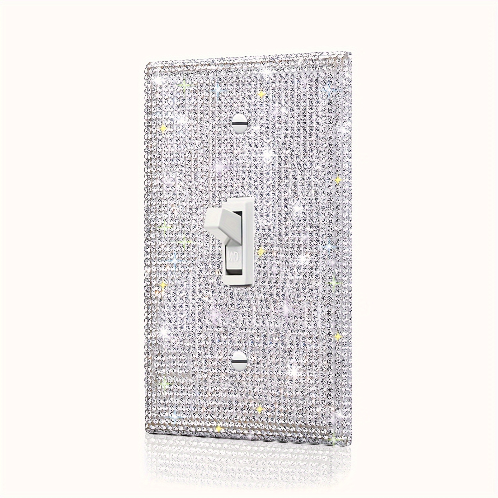 

1pc Sparkling Rhinestone Wall Plate Cover, , Screw-in Mounting, Decorative Bling Light Switch And Receptacle Outlet Covers, 2-gang Toggle Switch Plate, No Electricity Or Battery Required