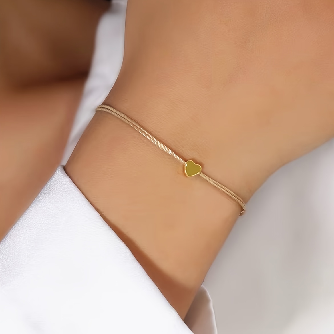 TEMU 1pc Pulsera de Moda para Mujer, Estilo Fácil y Moderno, de Cobre, Hilo Caqui, Pulsera Ajustable Adecuada para el Uso Diario de Hombres y Mujeres