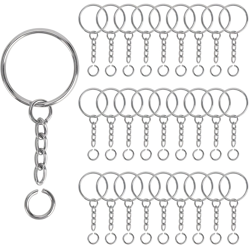 TEMU 140pcs Men's Key Rings, Key Chains, Key Ring Accessories, Key Ring With Chain And Lobster Clasps, Diy Handicrafts, Key Chains, Bag Decorations,
