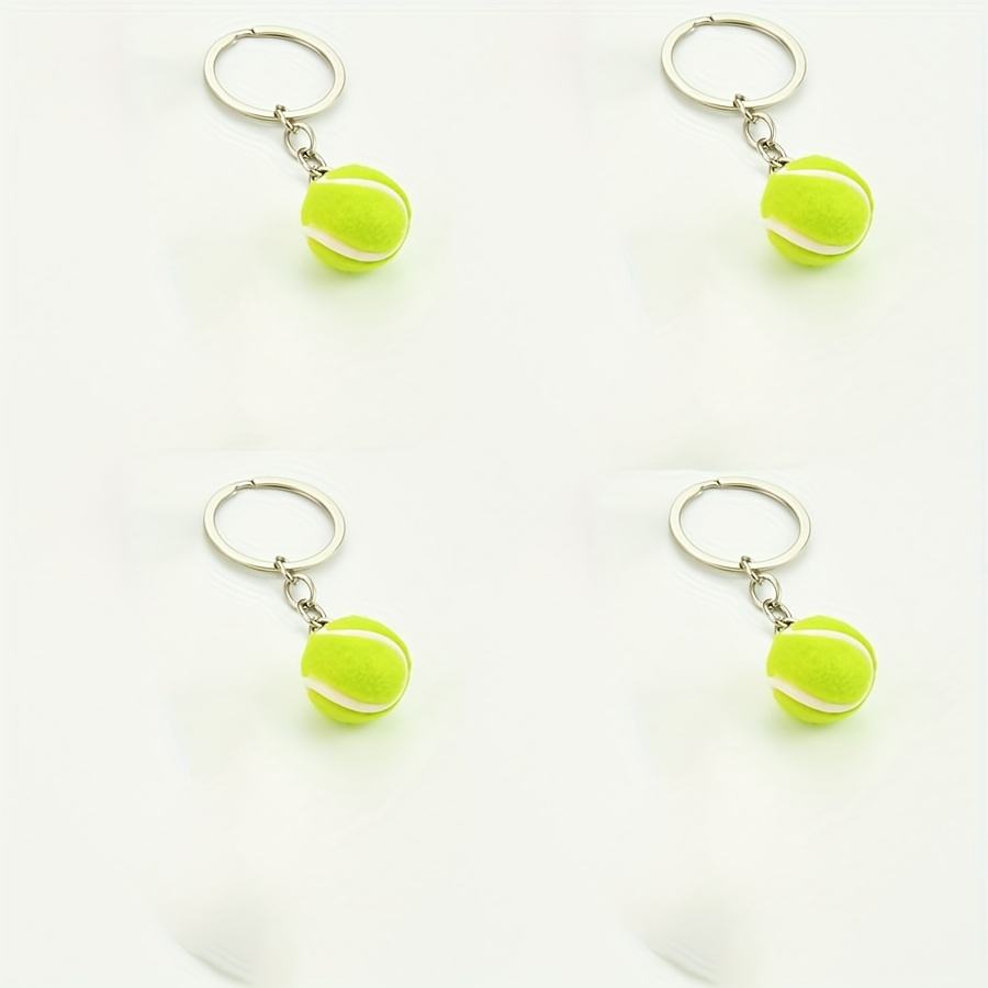 E-shop 4er-Pack Tennis Schlüsselanhänger, Mini-Sportausrüstung für Freizeit, Tennis-förmiger Schlüsselanhänger, Sportbegeisterte lieben kleine Anhänger