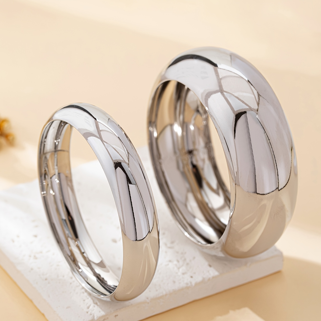 2pcs Bohemian Style Thick Bangle Set, Glossy Finish