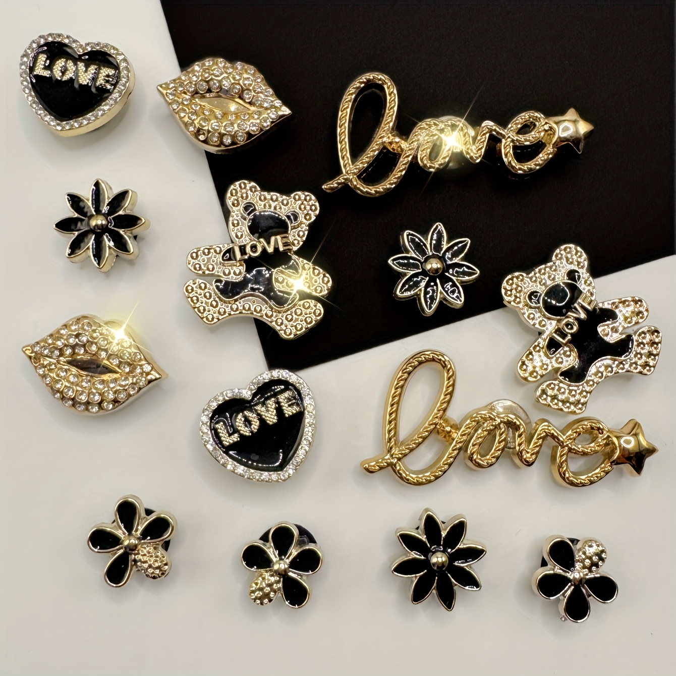 14pcs Shoe Charm Set, Bear Lip Heart-shaped Shoe Additions, Cute Removable Shoe Additions, Gift Idea For