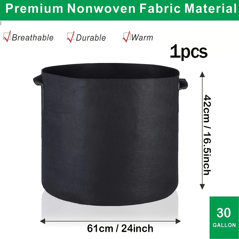 TEMU Lot de 1/6 Sacs de de 30 Gallons, Pots de Contenance Ronde en Tissu Noir avec Aération pour Pépinière et Jardin, Formage des Plantes à Faible
