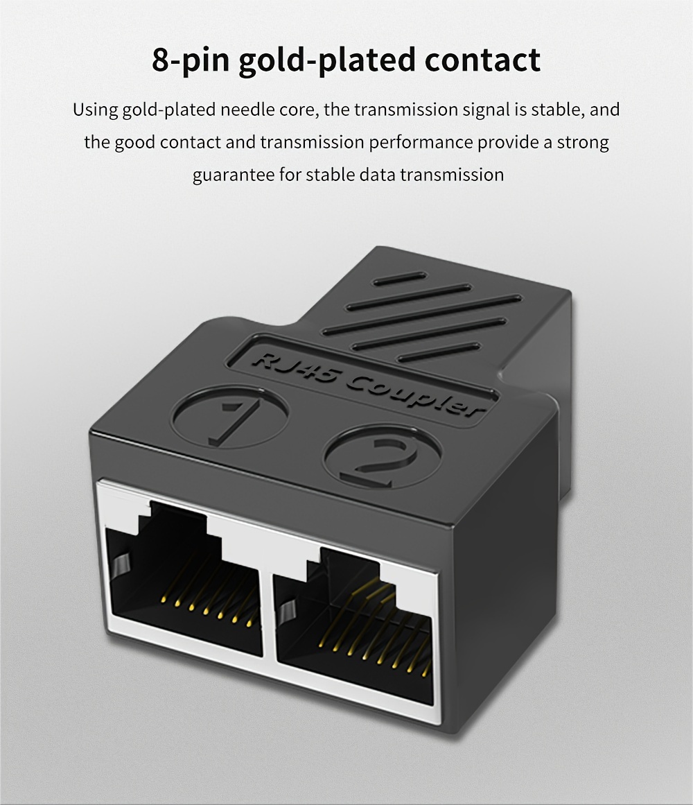 TISHRIC NOUVEAU Adaptateur de port Ethernet réseau d'extension 1 à 2, connecteur de câble réseau RJ45, coupler RJ45, adaptateur de répartiteur réseau, ports