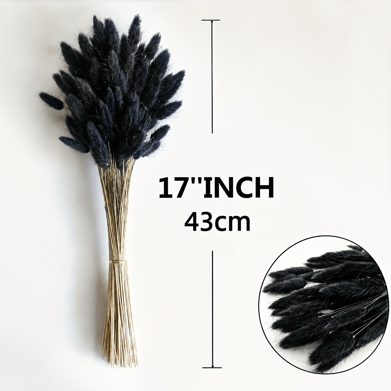 TEMU 58pcs Black Artificial Rabbit Tail Grass Bouquets - Free To Care For, Simulated Flowers, Ideal For Vase Arrangement, Valentine's Day, Christmas,