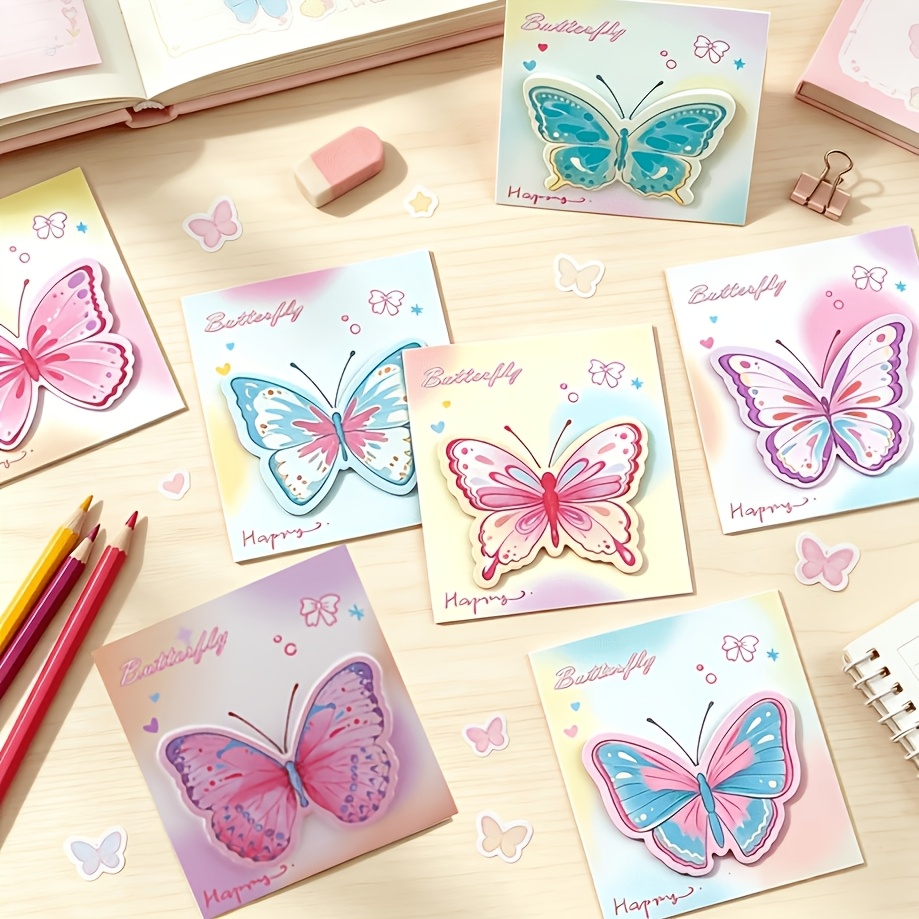 TEMU 7 Pack (140 Sheets) -shaped Sticky Notes Suitable For Journaling, Colorful Flying Memo Pads With Designs, Adhesive Pages For Planners,