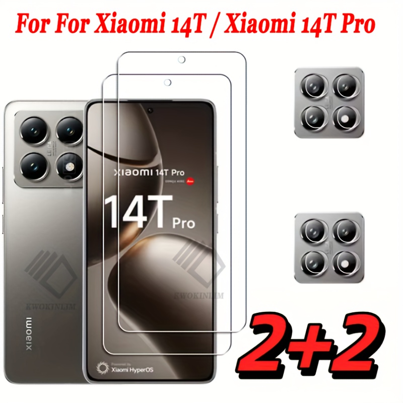 [2+2] For Xiaomi 14t Pro/14t Tempered Glass Screen Protector And Camera Lens Kit, 2 Tempered Glass Films + 2 Lens For Xiaomi 14t Tempered Glass For Xiaomi 14t Pro Lens Film
