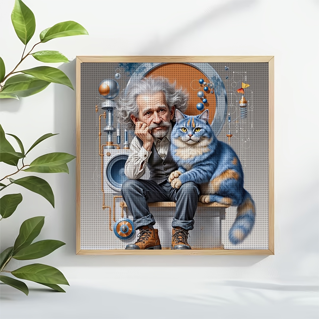 Cross Stitch Kit "Old and Blue Cat" Pattern for Beginners