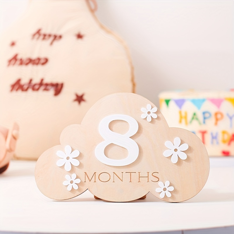 1 set wooden milestone blocks birth month photo props   shaped wooden   pieces for balloon celebration commemorative keepsake shower gift details 2