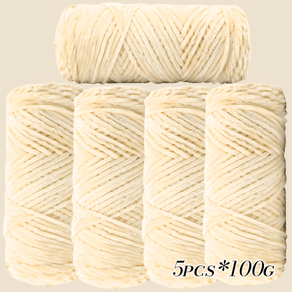 Image of 5pcs Chenille Yarn, 500g - Plush Velvet Yarn For Crocheting Blankets And Hats | Warm, Thick, And Shape-retaining Diy Craft Yarn