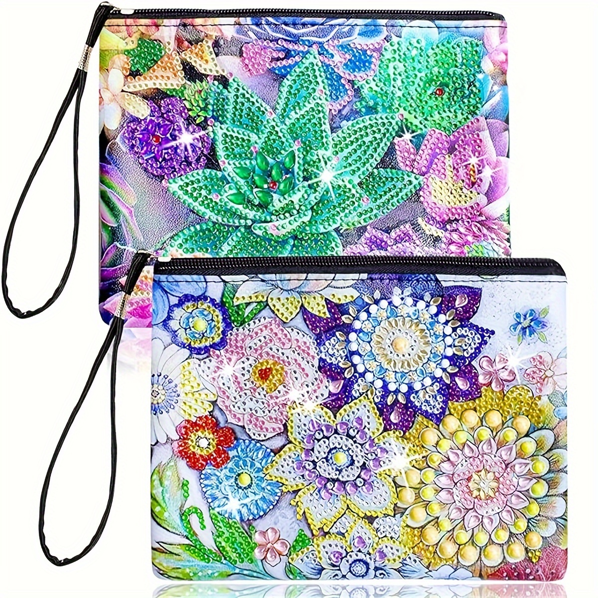 

2pcs Portefeuille de de Sac à de de et Portefeuille DIY Art de Sac à Cosmétique Sac à Fermeture Éclair Cadeau