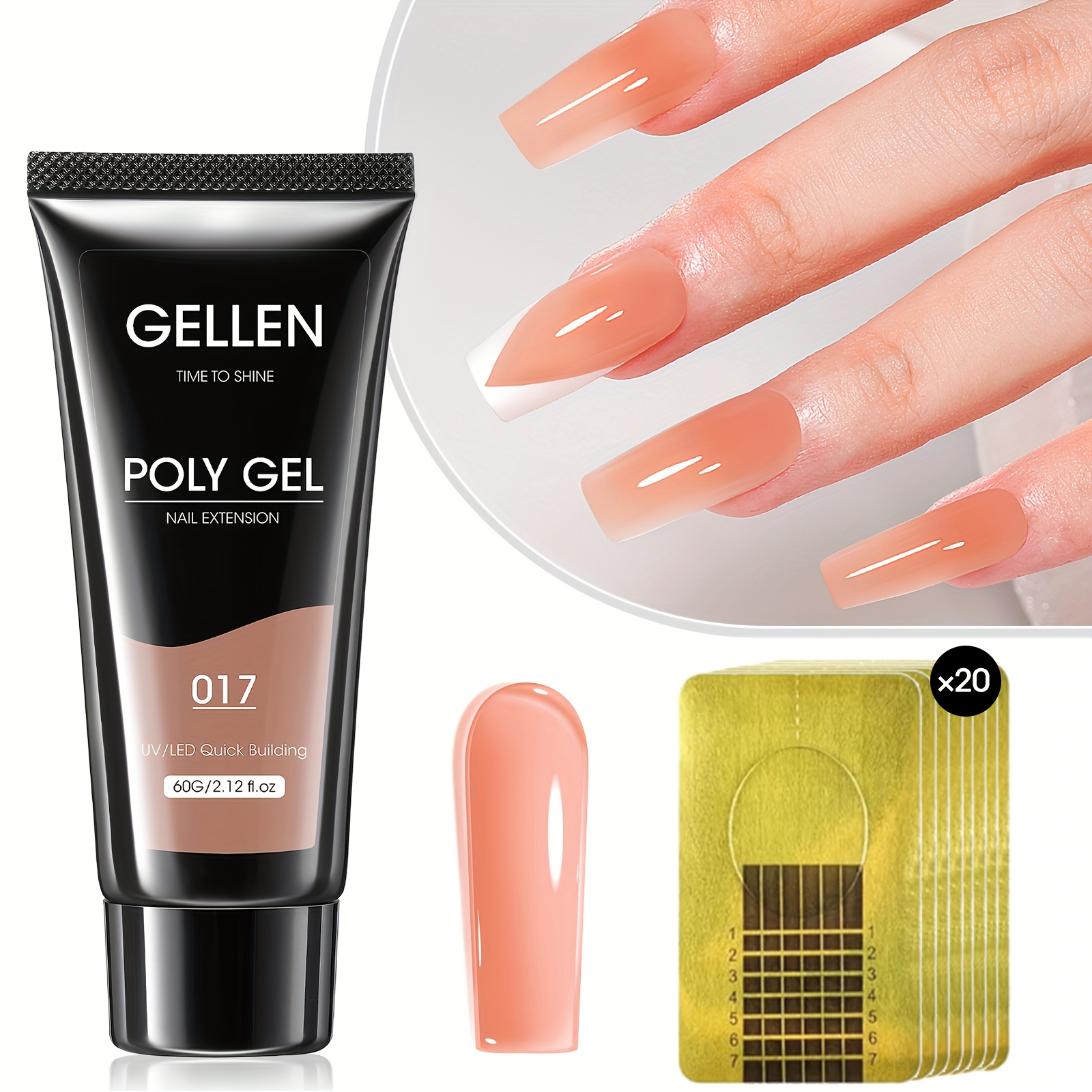 Gellen Poly Gel Nail Extension Gel Builder Gel, 60g All Season Gel Color For Durable Nail Strengthening Supplies For Easy , Holiday Gift For Women