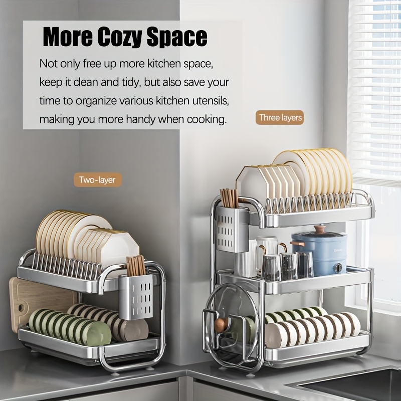 stainless steel kitchen organizer plates utensils with its space saving rust resistant design   modern kitchen countertops and daily home use Product details 1