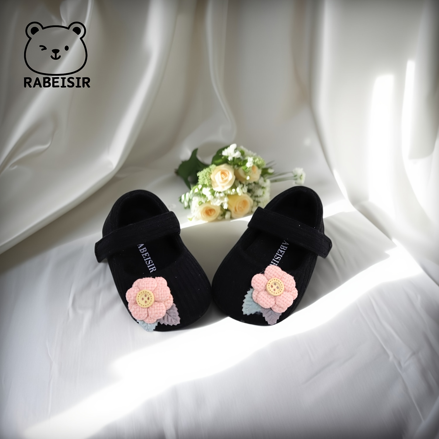 Trendy Cute Flower Mary Jane Shoes For Baby Girls, Comfortable Lightweight Non Slip Walking Shoes For Indoor Outdoor Party, Spring And Autumn