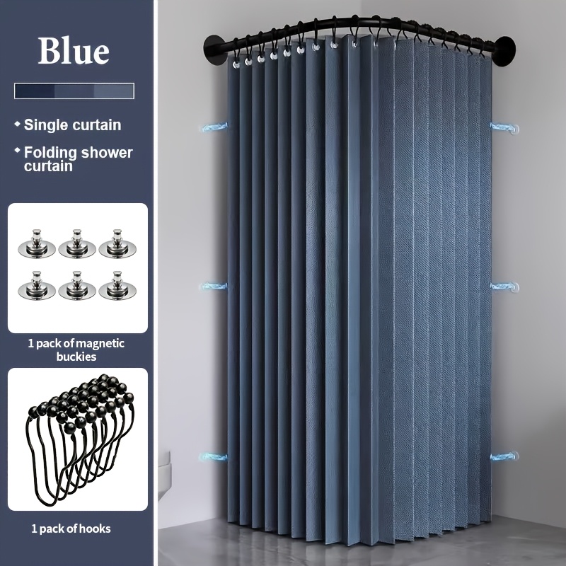 TEMU High Pressure Foldable Curtain -like Texture Shower Curtain Bathroom Dry-wet Special Curtain Durable Cabinet Curtain Foldable Easy Clean Install
