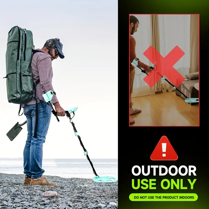 professional outdoor metal detector underground depth scanner gold detector treasure belt foldable sand shovel and detector headset accessories batteries not included details 3