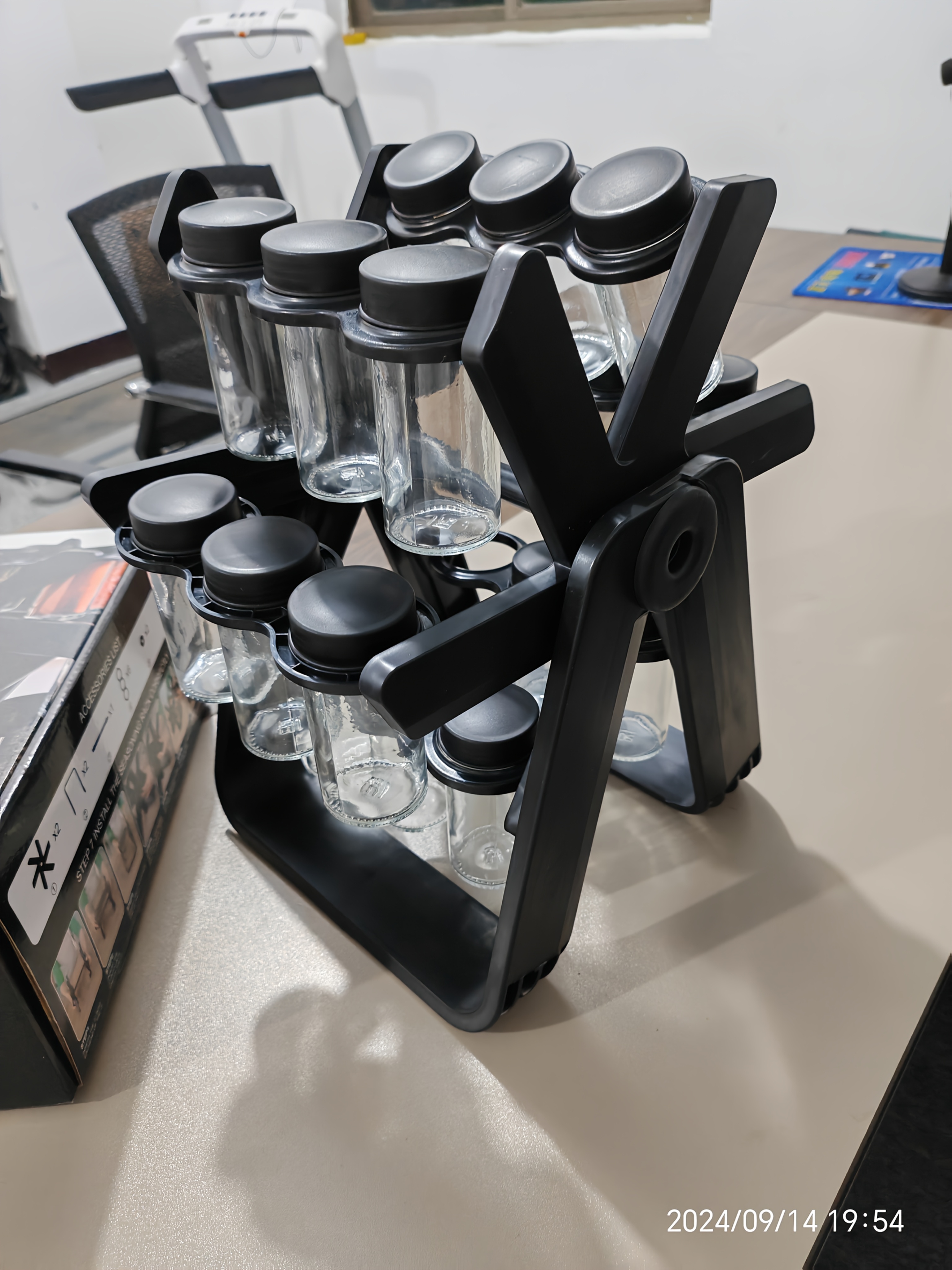 rotatable 18 can spice rack organizer 360   wheel style non fragile plastic bottles abs acrylonitrile butadiene styrene seasoning storage containers drop resistant food grade   for kitchen countertop spice rack organizer details 8