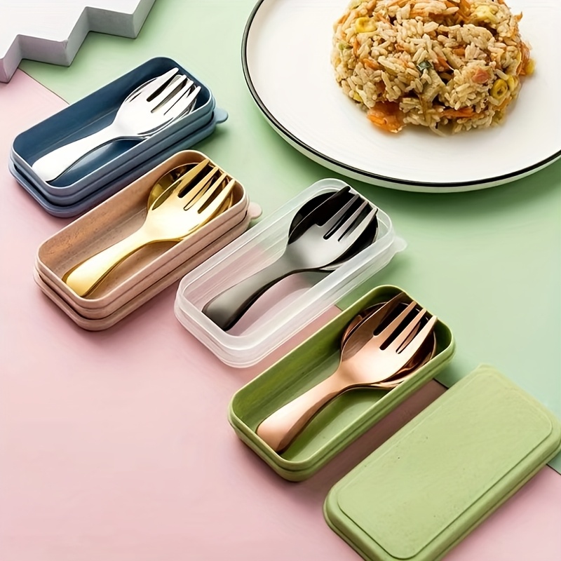 personalized stainless steel mini fork and portable cutlery set dining utensils with name Product details 0