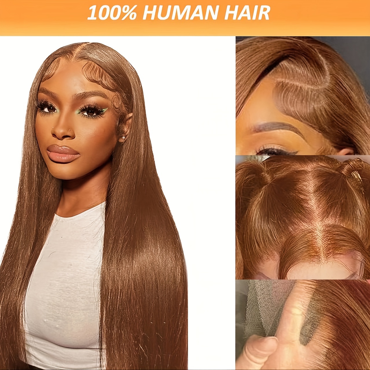 Brown Human Hair Wig Temu United States