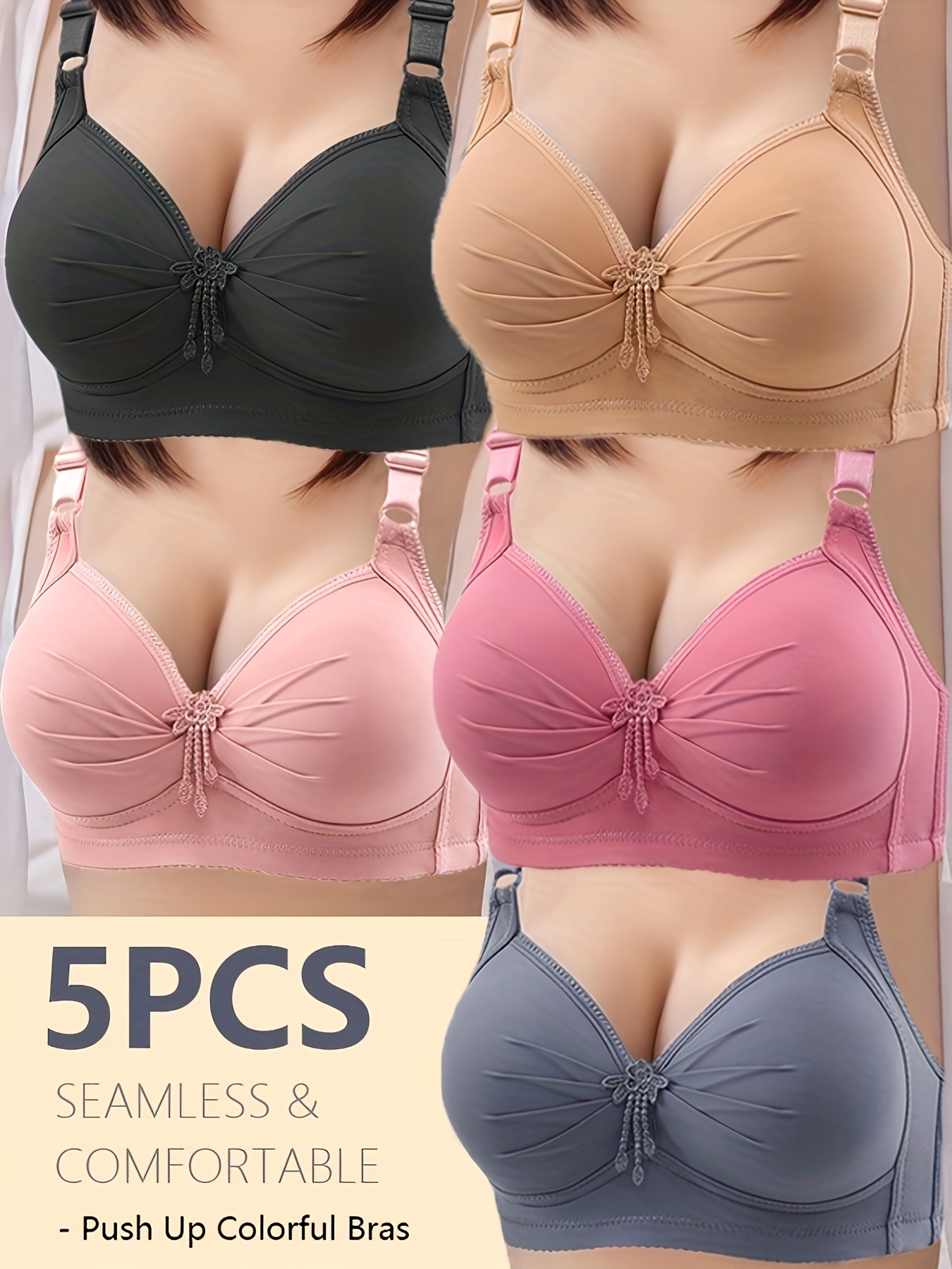 5pcs elegant seamless push up bras for women details 0
