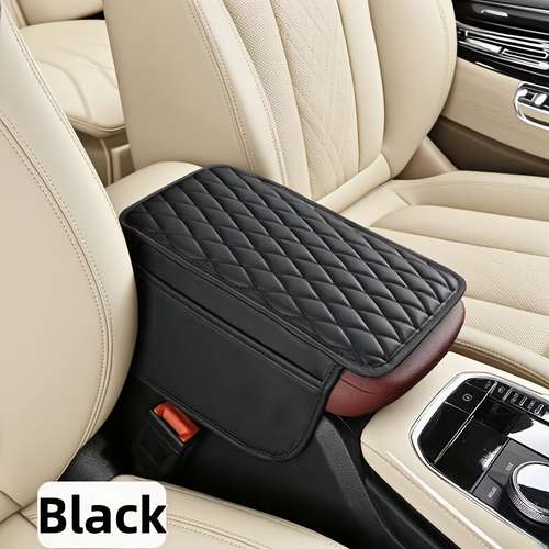Universal Black PU Leather Car Armrest Pad – Center Console Box Cushion Cover (Waterproof)