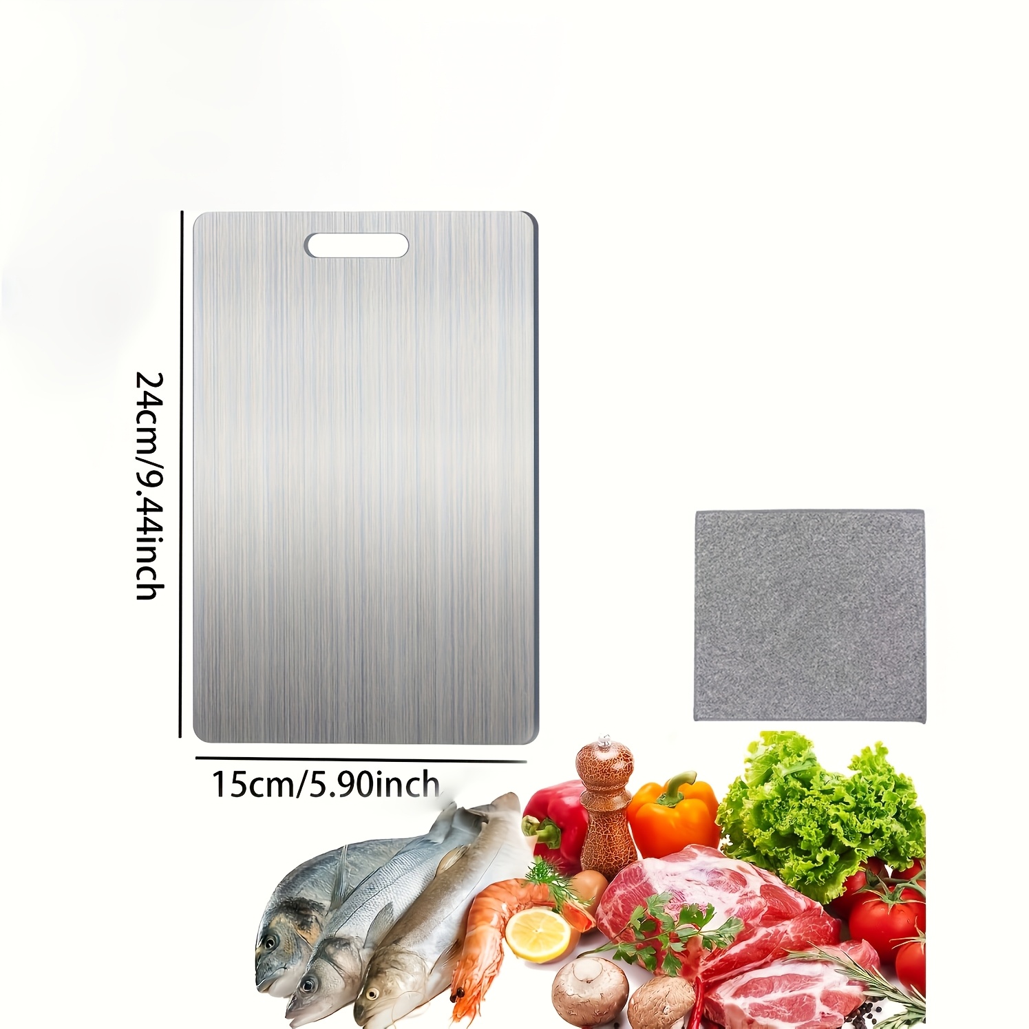 imagen del artículo Tabla de Cortar de Titanio de Alta Resistencia - Tabla de Chef de Dos Caras con Mango Antideslizante, Superficie Higiénica y Fácil de Limpiar, Ideal para Camping, Regalo de Inauguración para Mujeres y Chefs - Metal de Titanio Duradero