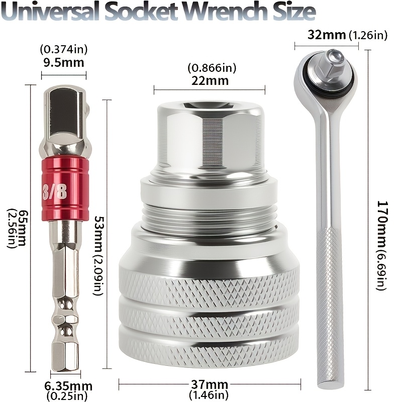TEMU Adjustable Universal Socket Set 3/8" To 3/4" 10mm-19mm Universal Maintenance Socket Set, Compatible With 3/8" Drive Ratchet Wrenches And Power