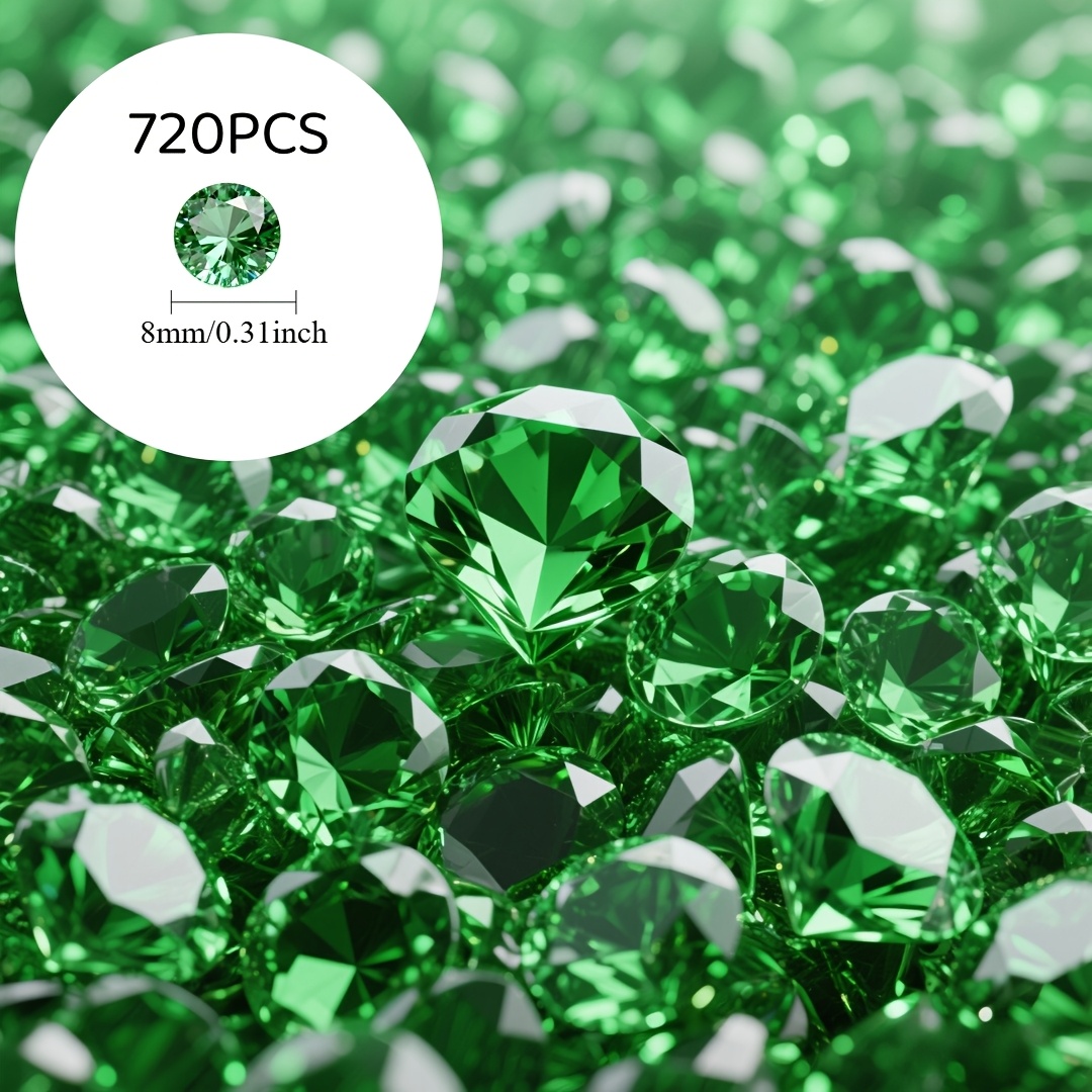 E-shop 720 grüne Kunst-Diamanten, geeignet für Vasenfüllung, Wohnungsdekoration, Weihnachtsfeier-Dekoration, schwere Mitteldekoration, DIY-Dekoration,