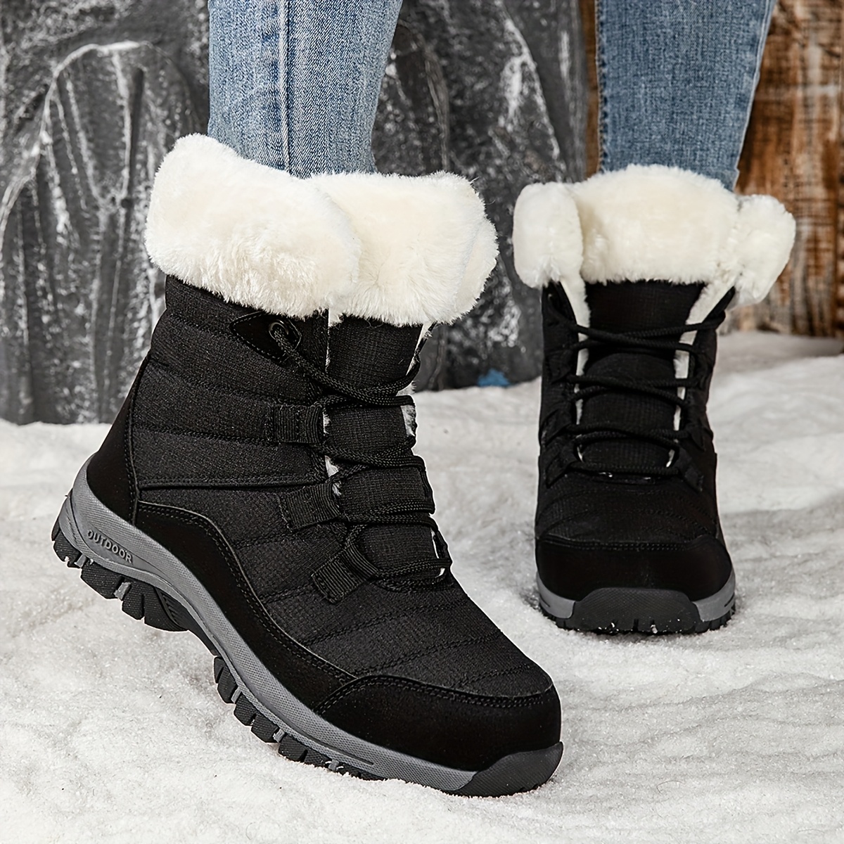 Bottes De Neige Femme Csgkag - Doublure Chaude Fourrure, Semelle Antidérapante, Chaussures D'Hiver Confortables