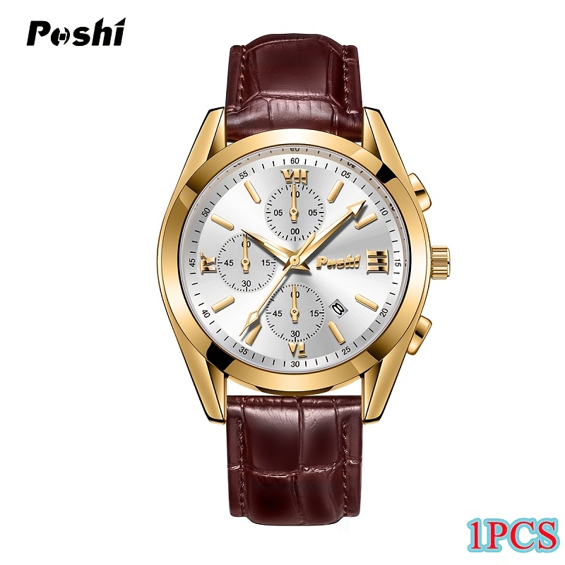 Unisex Quartz Watch with PU Strap, Multifunctional Design