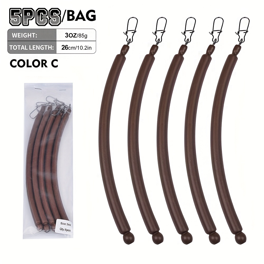 5pcs Slip Stick Dragging Weights, No-snag Sinkers For Dragging, Trolling, Drift, Bottom Bouncing. Curved Flexible Trolling Lead