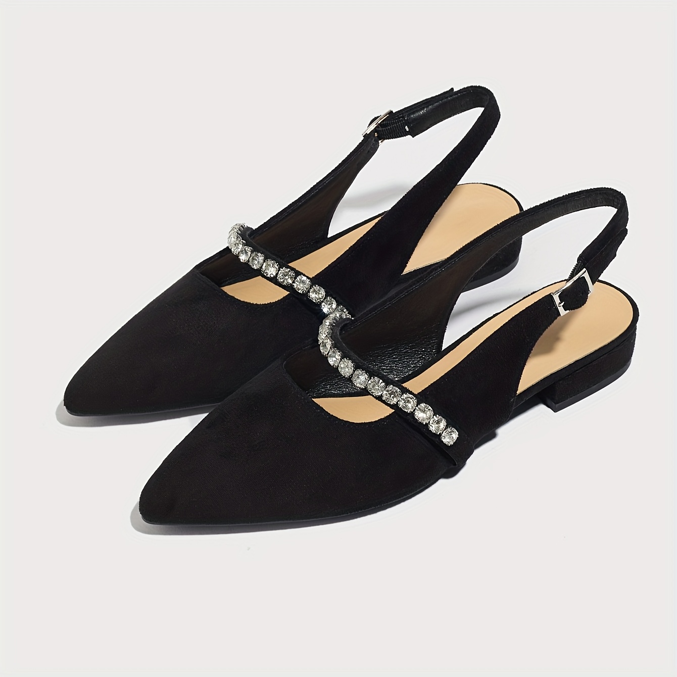 Stylish Black Mary Jane Shoes with Low Heels And Sparkling Diamond Decorations, Suitable for Business, Casual, Outdoor, And Versatile Lightweight Wear., Women Shoes