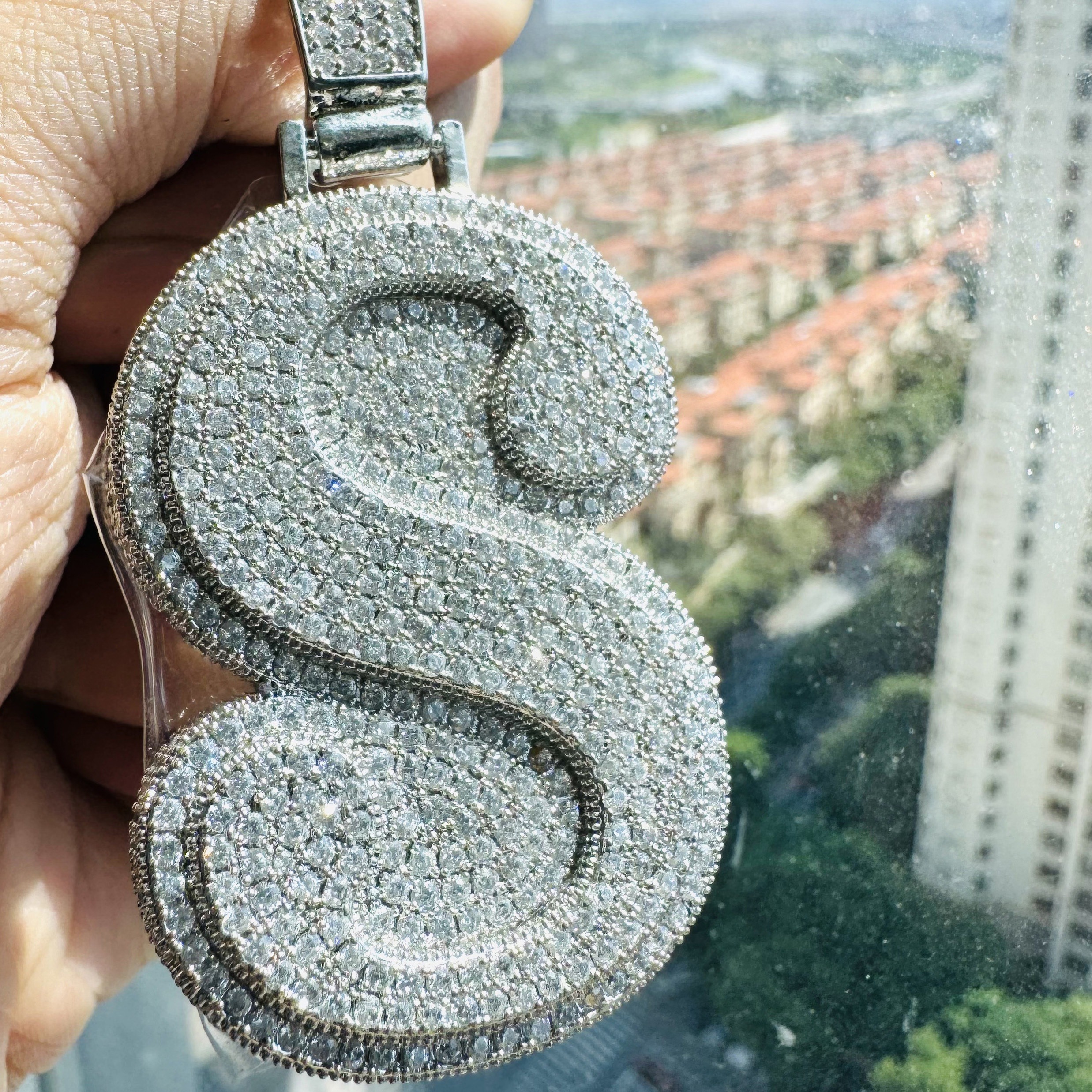 

Custom-made Sevenafiftyfive Handmade Diy Name Alphabet Number 5cm Brass Zirconia Hip-hop Double-layer Necklace Meticulously Crafted Can Be Double-layered Or Vertically Arranged, Awesome