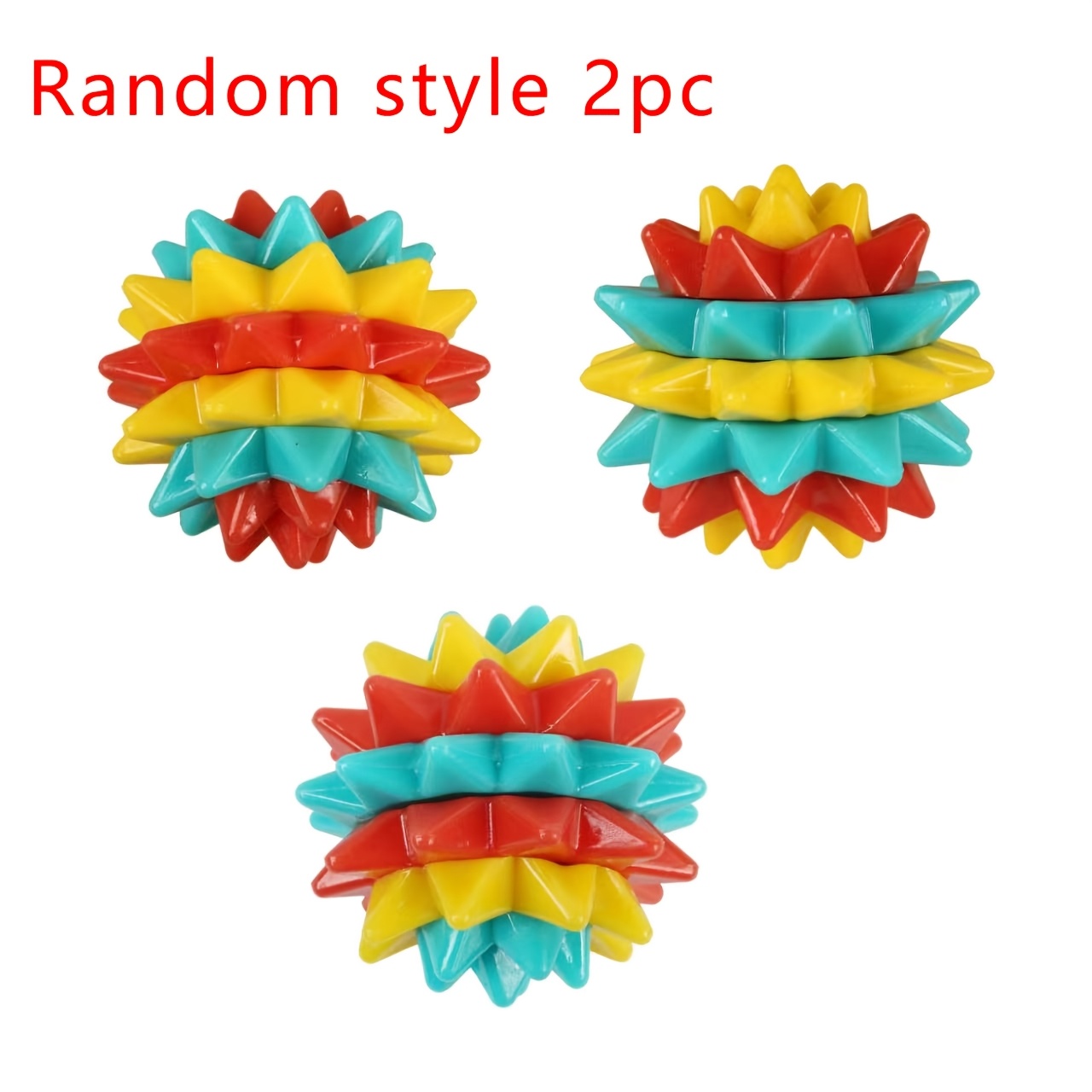 TEMU Random 2pcs Dog Chew Toys For , Durable Tpr Thermoplastic Rubber With Geometric Patterns, Chew Toys For Small To Medium Dogs For Teeth Cleaning