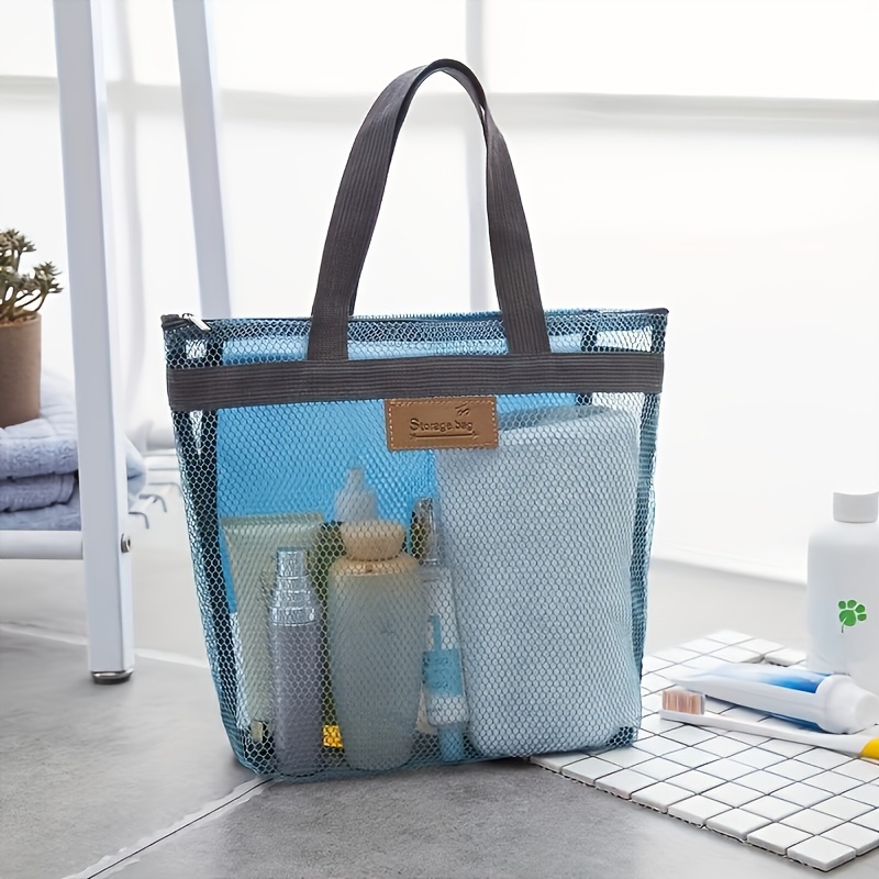 

Mesh Portable Shower Bag With Zipper, Shower Tote Bag Ideal For Gym, Travel, Camp, Beach, For Sunscreen, Dorm & College Essentials