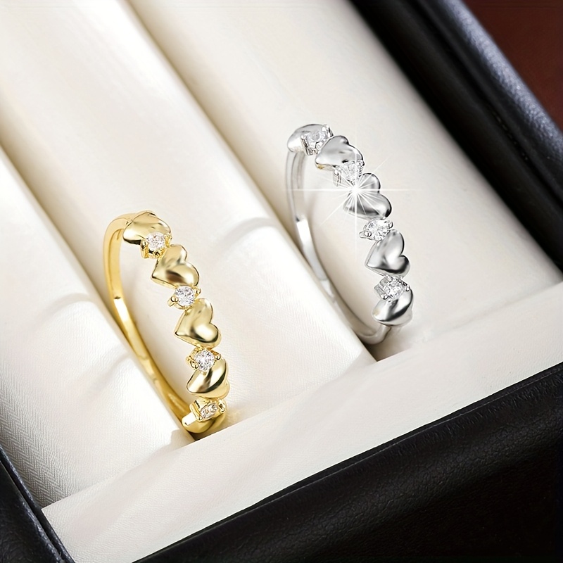 Heart Ring with CZ Inlay Golden Plated Copper Ideal for Various Occasions