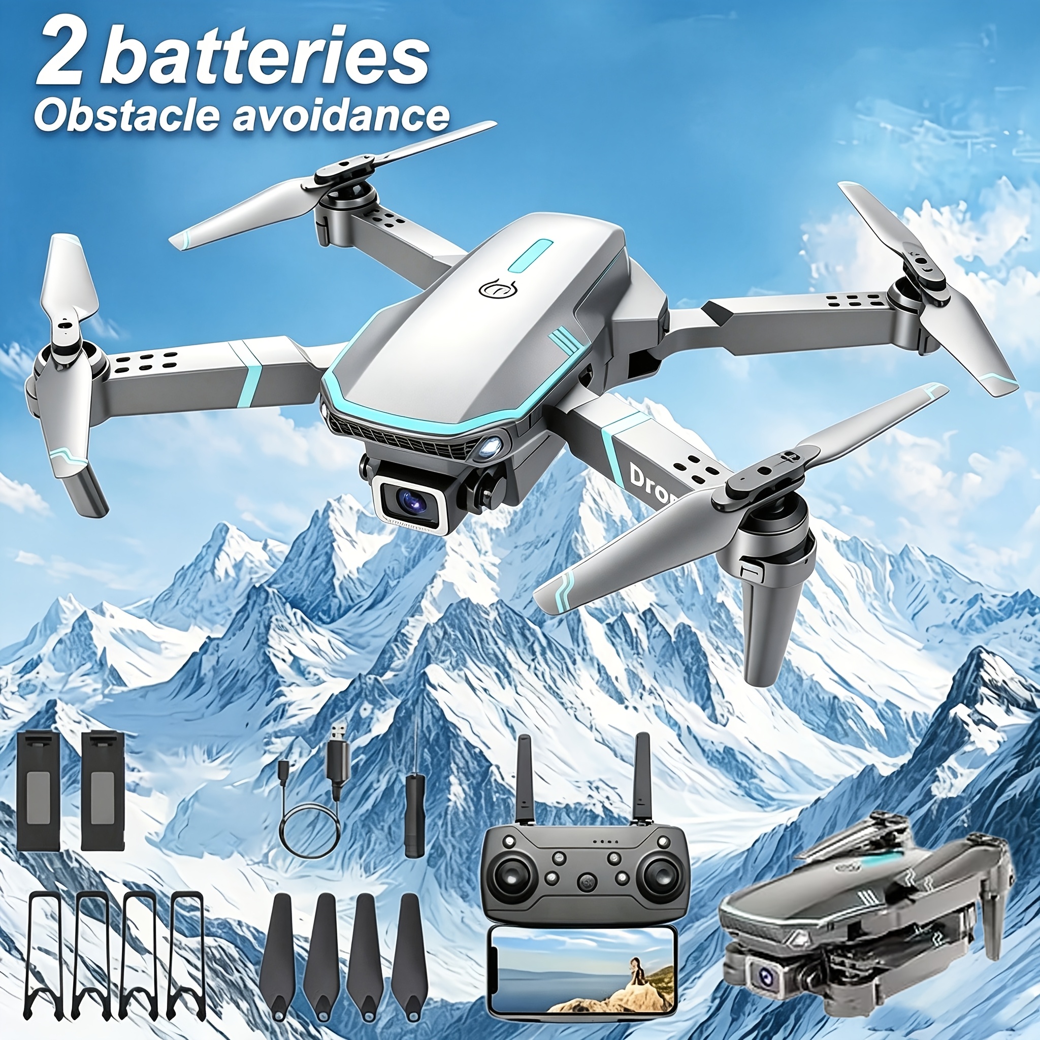         with dual high definition cameras obstacle avoidance function usb charging with a   of up to     with dual batteries remote control easy to   using brushless motor