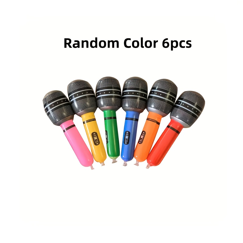 TEMU 6pcs Inflatable Microphone (random Color) Birthday Party Decoration Inflatable Cosplay Microphone Birthday Party Supplies Decorate Party