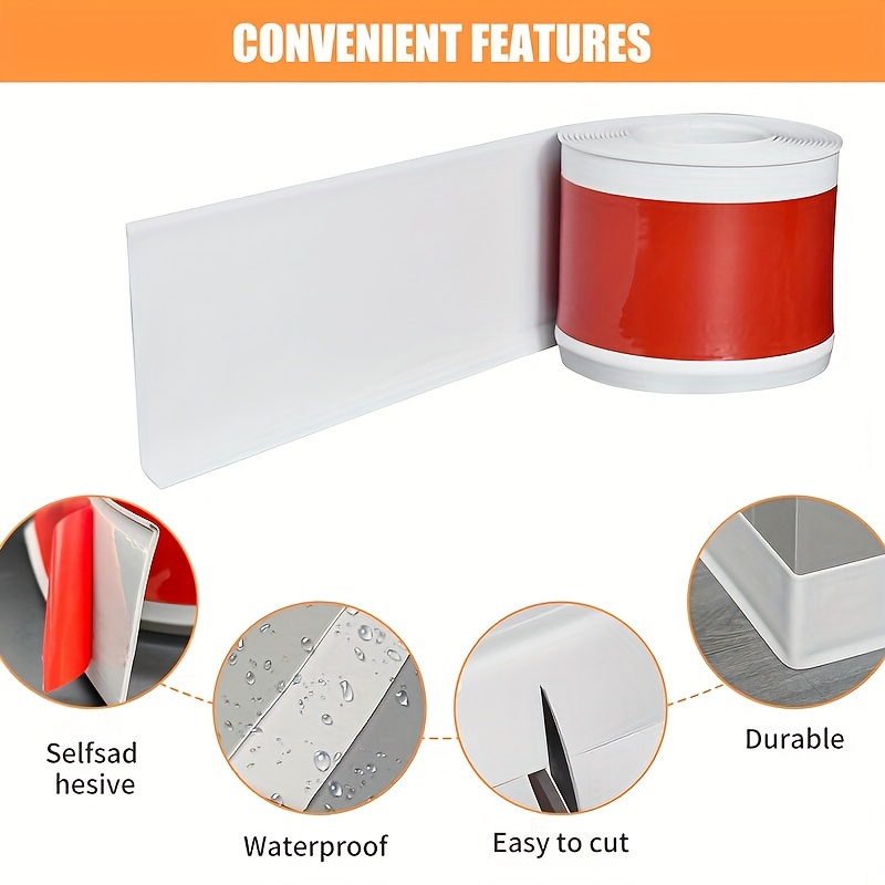 1 Roll Soft Pvc Kickboard, Waterproof Plastic Baseboard, Flexible Selfadhesive Decorative Trim