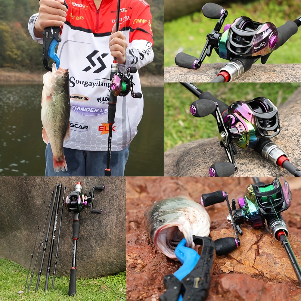 Conjunto de pescadores pescando con caña de pescar. Equipo de