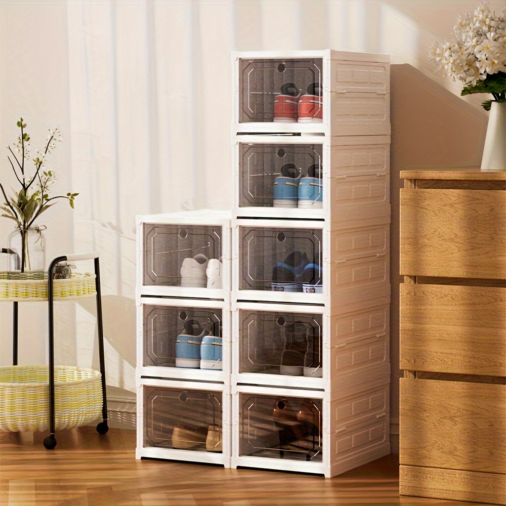 

Easy-assemble Multi-layer Shoe Rack - Thick, Foldable & Dustproof Plastic Storage Organizer For Home