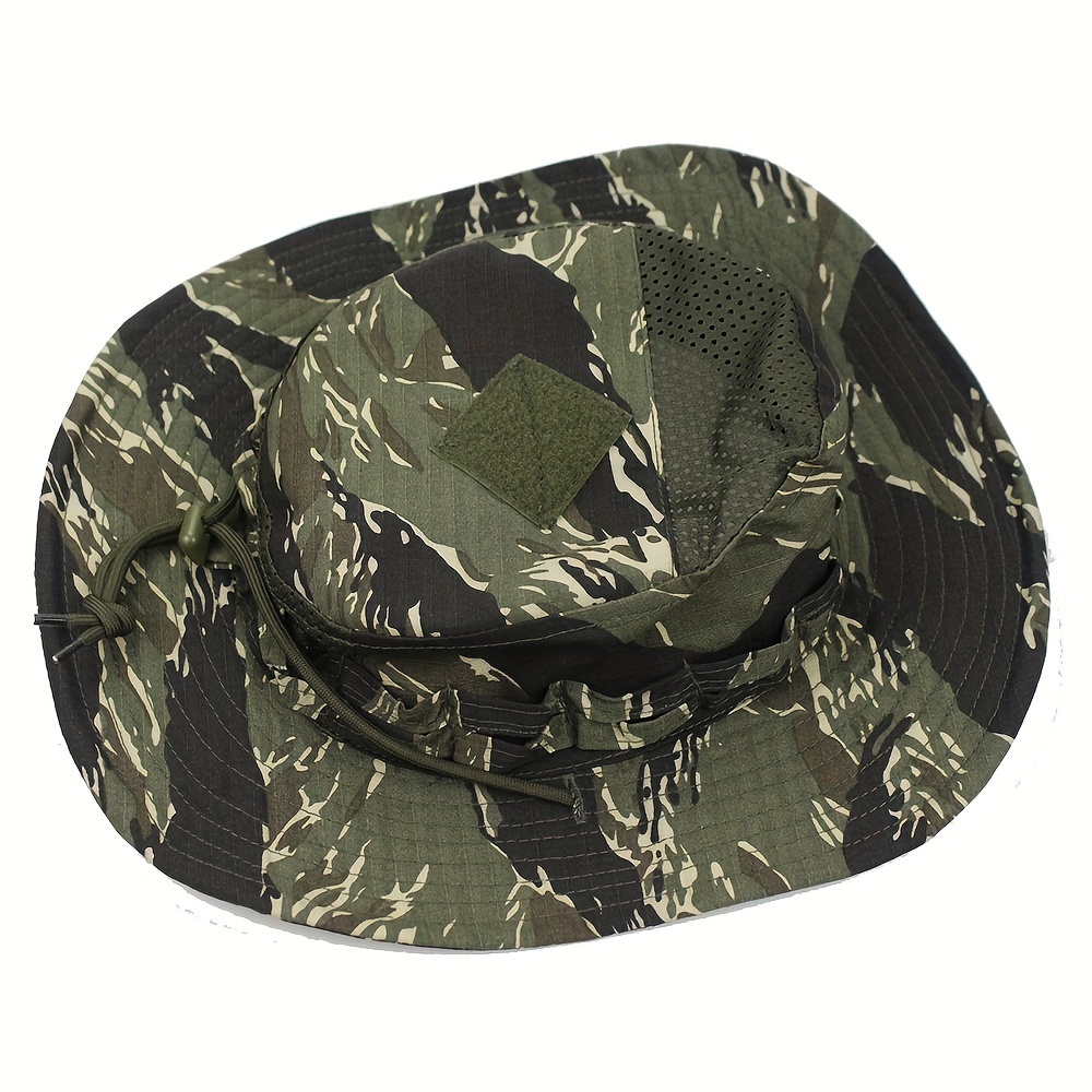 1pc Camo Boonie Hat for Men and Women, Military UPF50 Sun with Wide Brim Bucket, Jungle Hat for Fishing, Hunting, Safari, and Beach,Temu