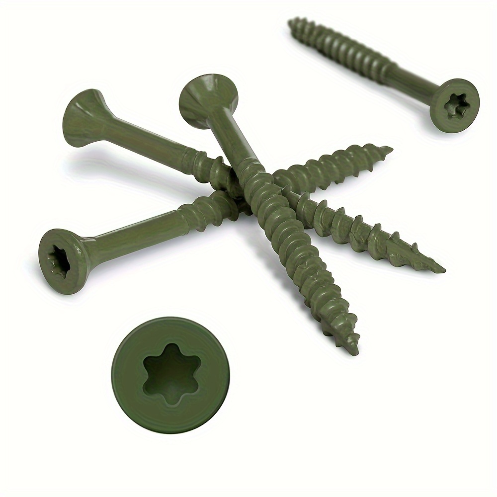 

50pcs Deck Screws, #8#10, Green, Rust-proof Treatment, With T25 Drill Bit