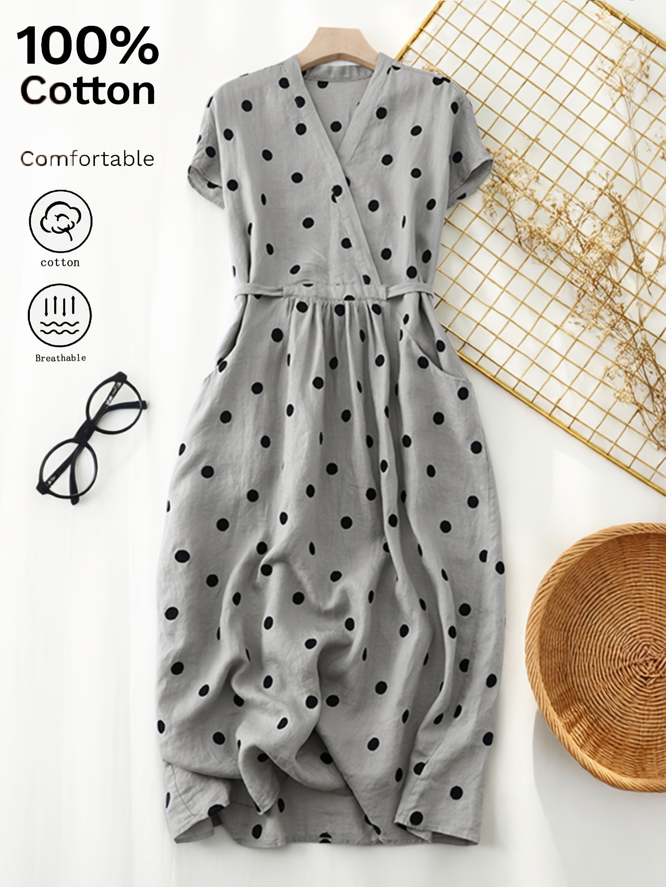 cotton summer dresses with short sleeves sold on Temu Canada