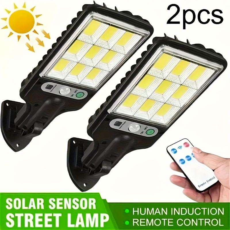 2packs solar powered street outdoor wall light with   sensor 108cob reflector led security wall lamp with remote control 3 working   for garden patio porch door garage spotlight new year christmas use   your home