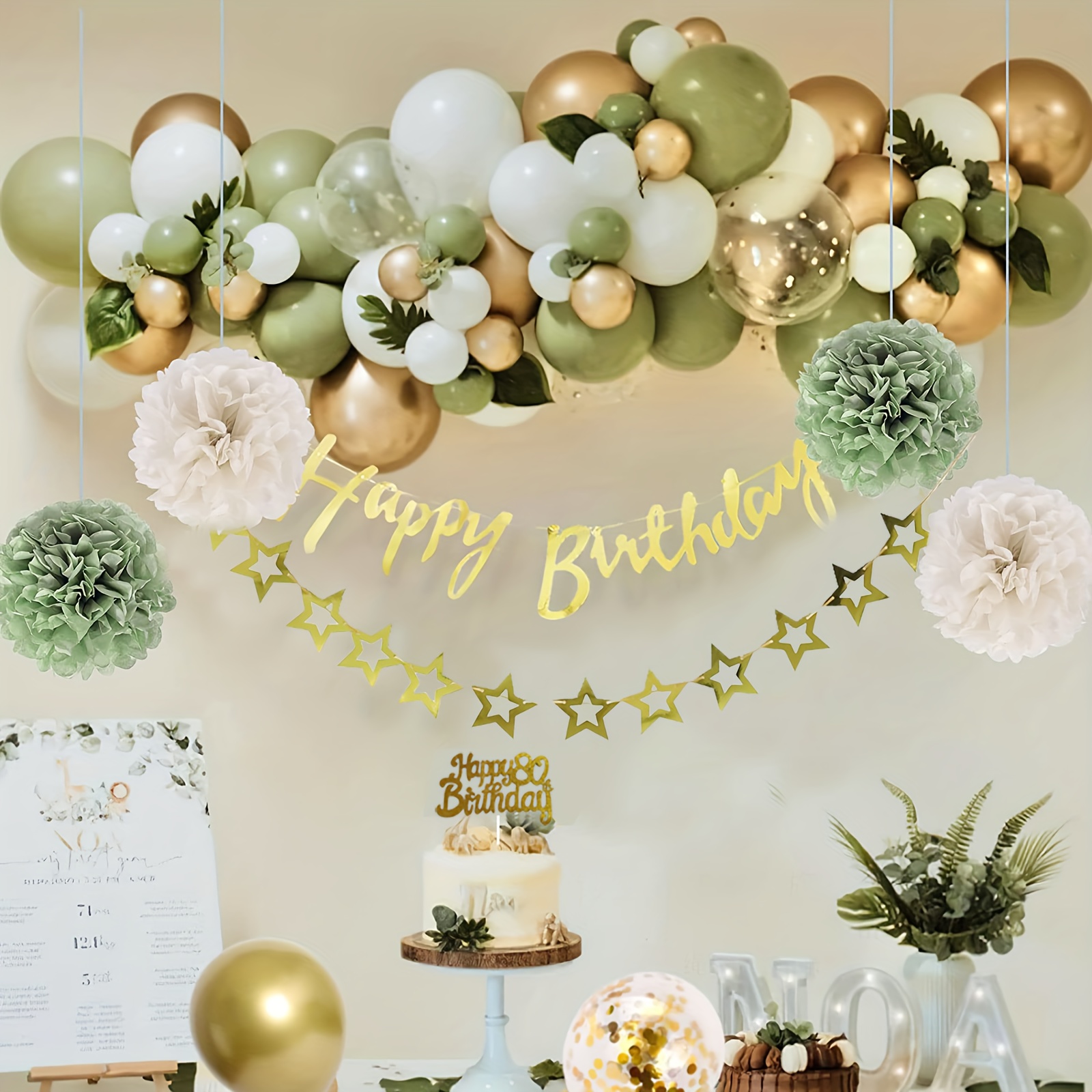 80th Birthday Balloon Garland Arch, Rose Gold 80th Birthday Balloons Set Party Decorations For Women's 80th Birthday Decorations Banner