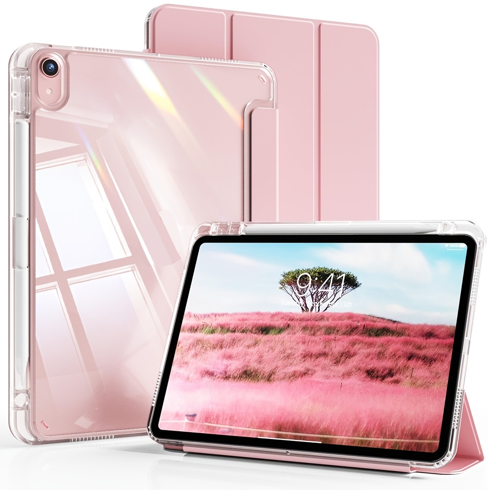 Image of Case Suitable For Ipad 5th-10th Gen/air 4th-7th/pro 11/12.9/for Air 13-inch Case: Transparent Acrylic Back Cover With Pencil Slot, Auto Sleep/wake, Scratch-resistant Cover