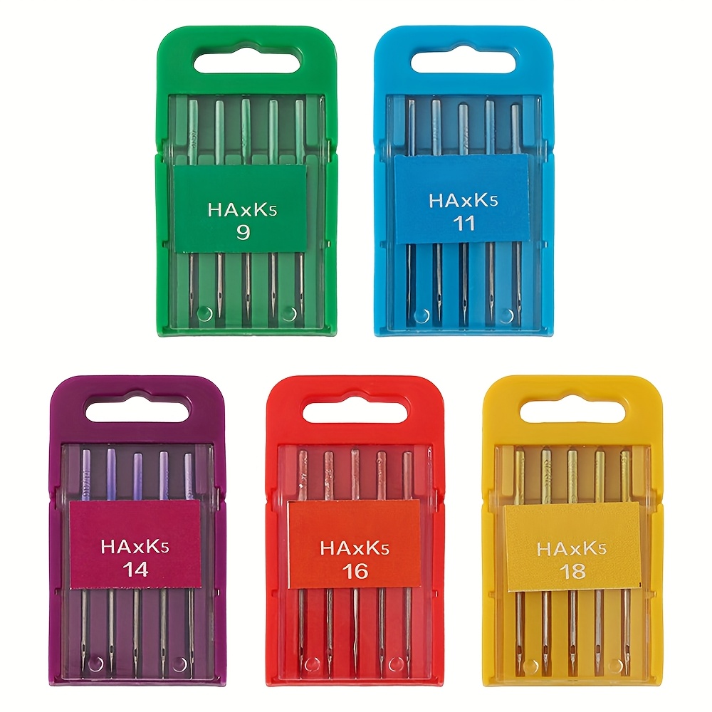 Image of 5 Boxes Of Different Sizes Of Sewing Machine Anti-jump Needles Haxk5, For , Brother, Household Sewing Machine Needles (sizes 9, 11, 14, 16, 18)