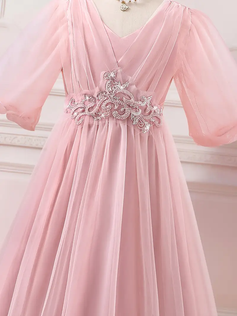 pink lantern sleeve dress Pink V-Neck Lantern Sleeve Dress